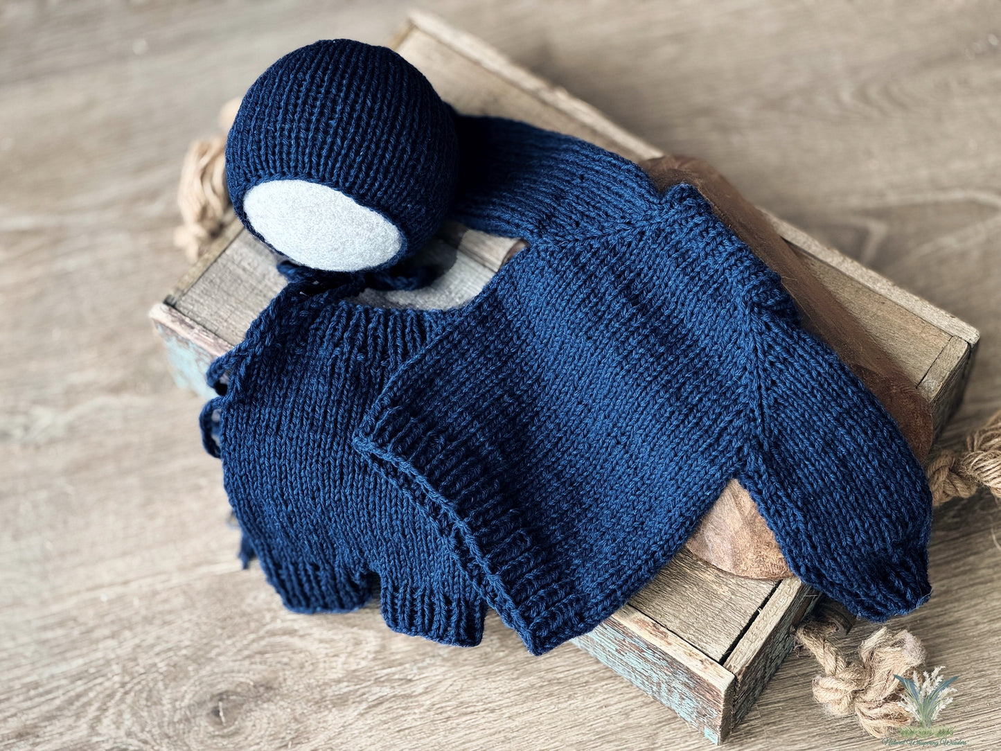 Newborn Sweater + Diaper Cover + Bonnet RTS