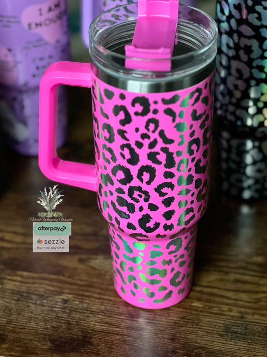 40 insulated tumbler RTS Pink Leopard