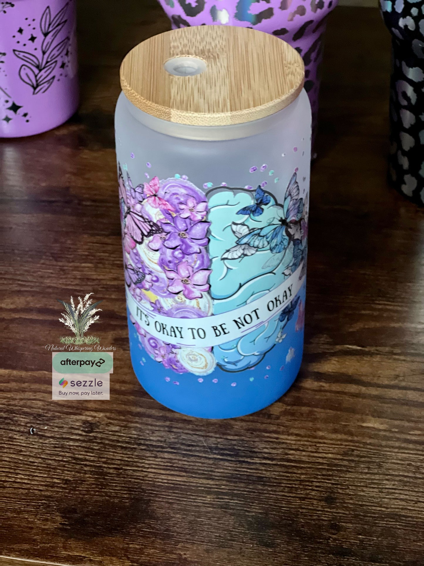 Blue Frosted 16oz glass can RTS