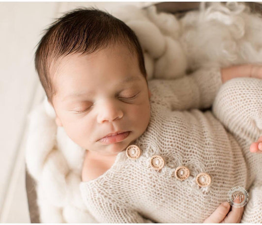 hand knit photo prop sleeper