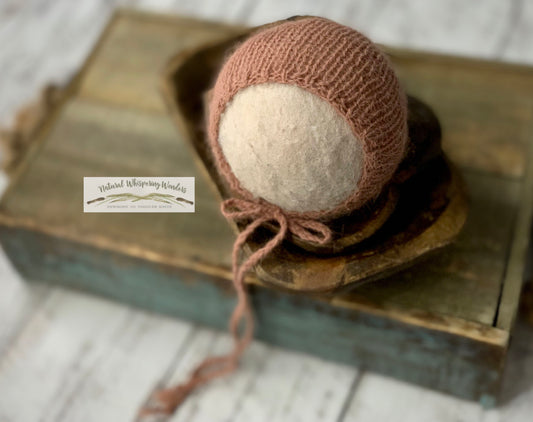 Antique Newborn Angora Bonnet rts