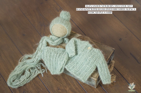 Alexander Sweater Set RTS newborn warm aqua