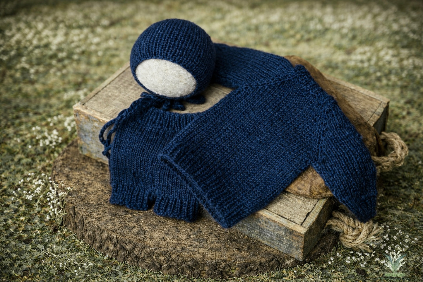 Newborn Sweater + Diaper Cover + Bonnet RTS