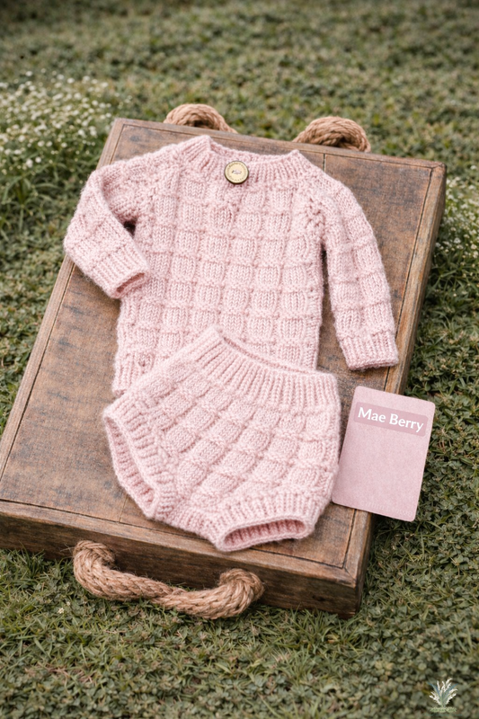 Newborn Sweater + Diaper Cover Set RTS close Mae Berry match