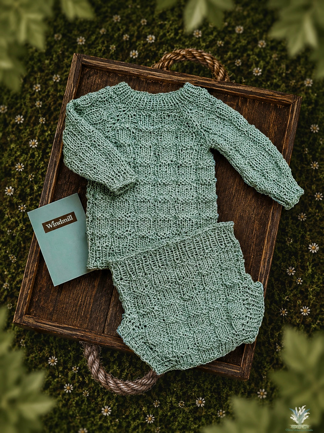 Newborn Sweater + Diaper Cover Set RTS close Windmill match