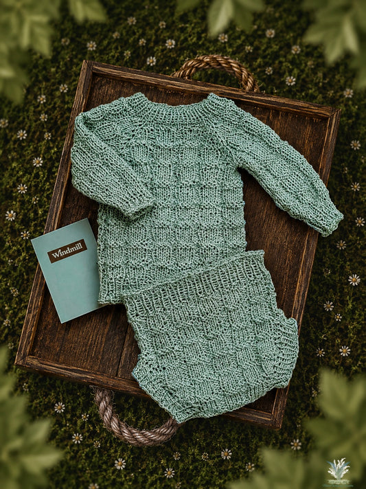 Newborn Sweater + Diaper Cover Set RTS close Windmill match