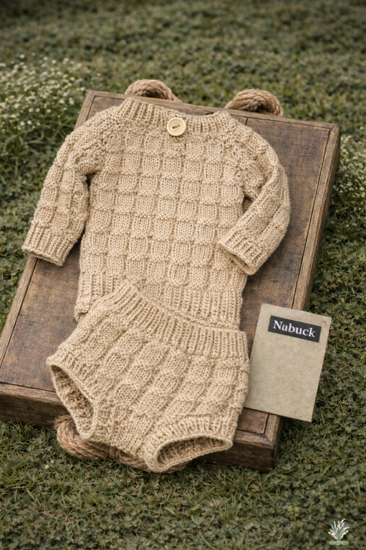 Newborn Sweater + Diaper Cover Set RTS close Nubuck match