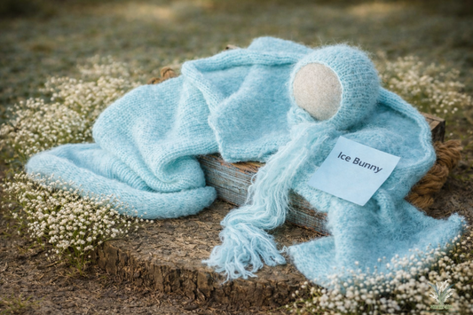 Brushed Alpaca Hand Dyed Wrap Set preorder Ice Bunny close match