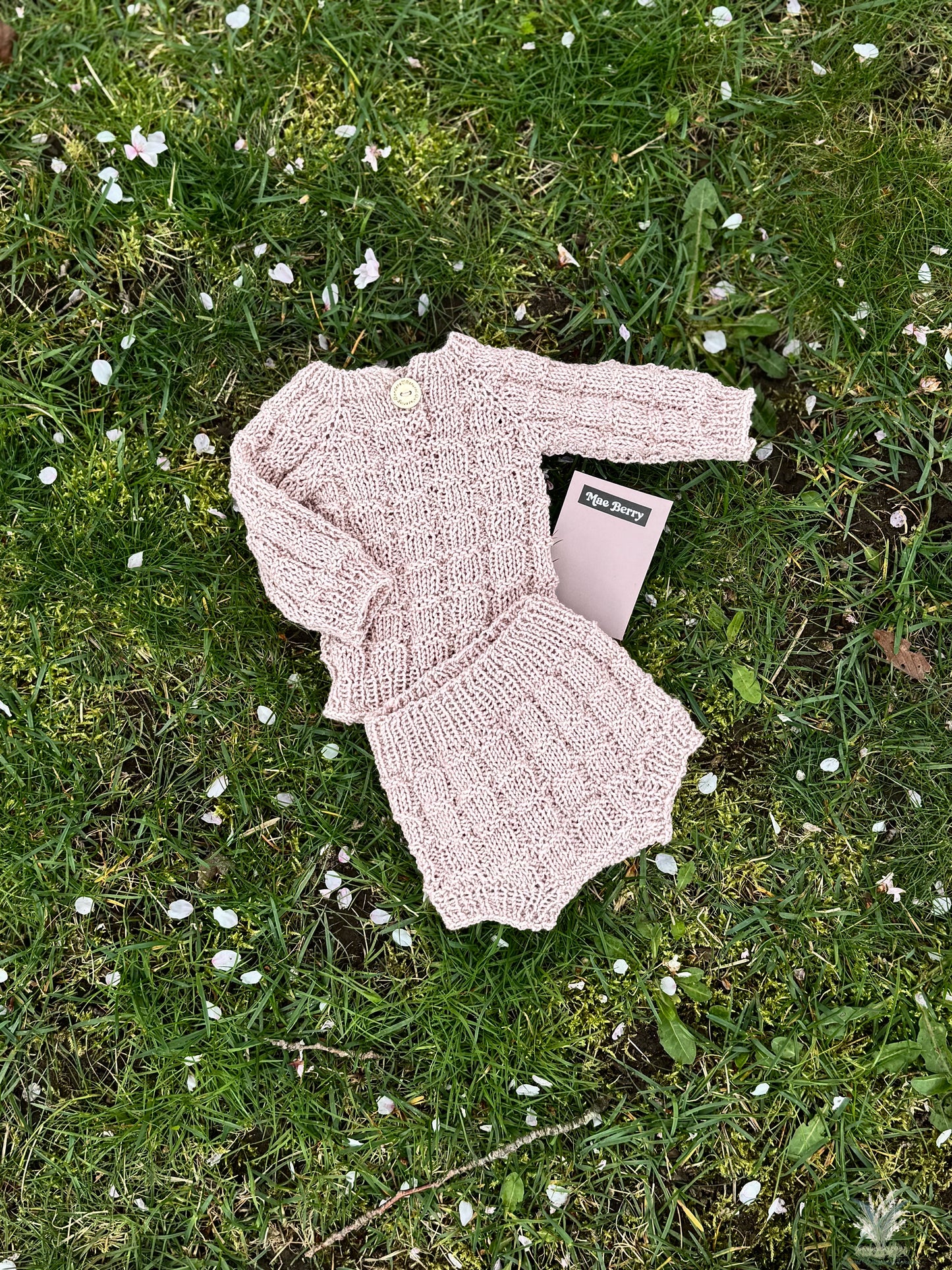 Newborn Sweater + Diaper Cover Set RTS close Mae Berry match
