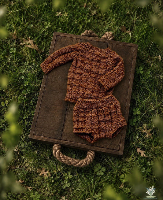Newborn Sweater + Diaper Cover Set RTS close Bantha match
