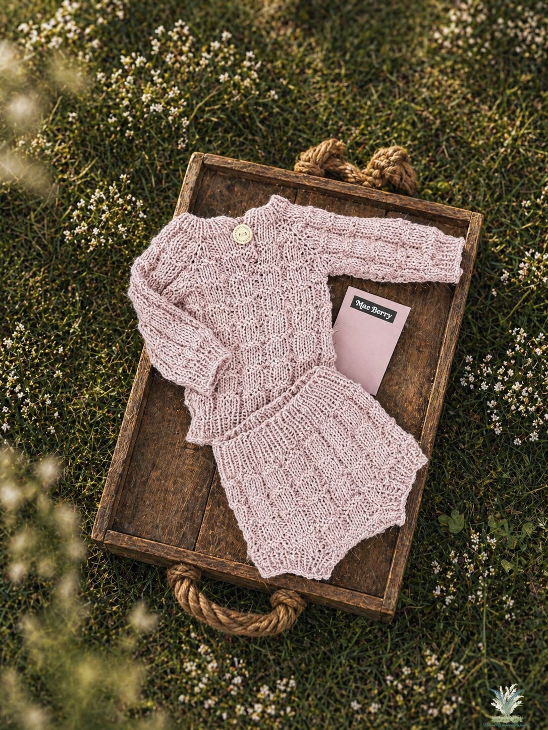 Newborn Sweater + Diaper Cover Set RTS close Mae Berry match