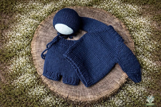 Newborn Sweater + Diaper Cover + Bonnet RTS