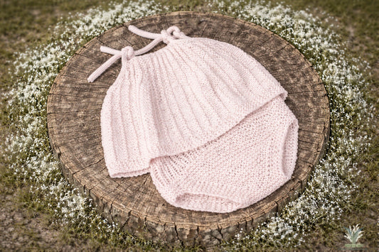 Newborn Tank Top + Bloomers pale pink RTS