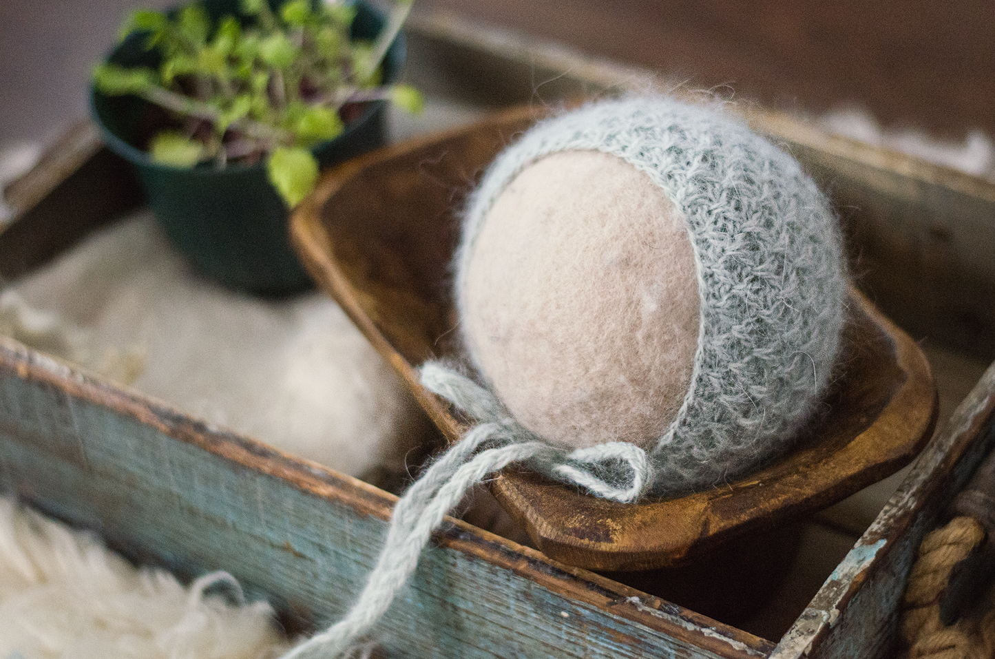 Newborn angora bonnet ready to ship